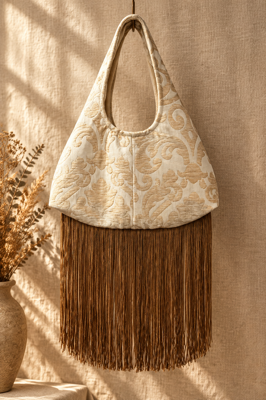 M29 Tapestry Bag with Fringe | Upcycled Vintage Tapestry