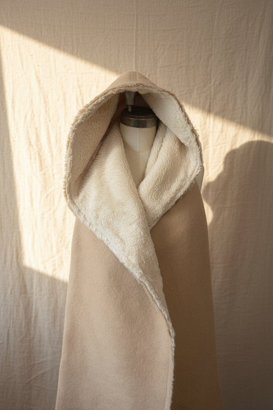 Beige Hooded Scarf | Vintage Wool