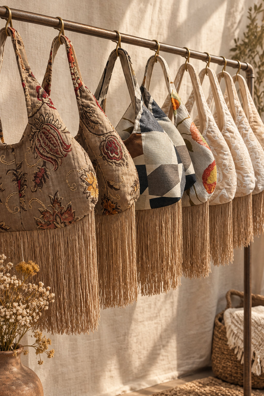 M29 Tapestry Bag with Fringe | Upcycled Vintage Tapestry