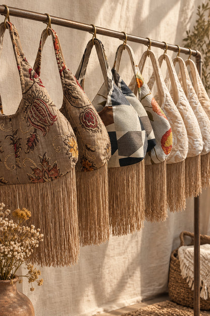 M29 Tapestry Bag with Fringe | Upcycled Vintage Tapestry