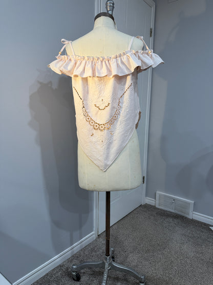 Quiet Heirlooms Off-Shoulder Top – Avocado Dyed Vintage Linen