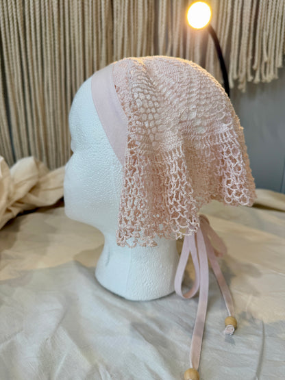 Quiet Heirlooms - Avacado Dyed Crochet Hair Scarf