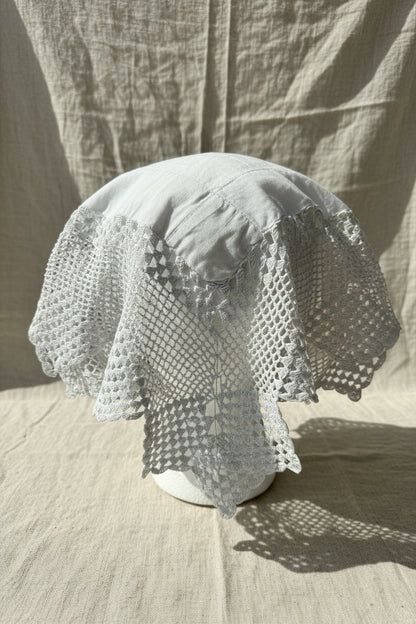 Upcycled Cotton and Lace Hair Scarf– Red Cabbage Dyed Cotton Head Scarf| Quiet Heirlooms