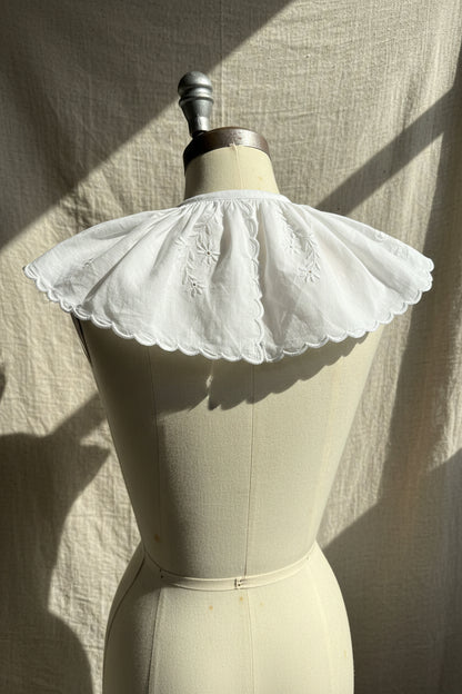 Upcycled Linen Collar– White Linen Embroidered Collar| Quiet Heirlooms
