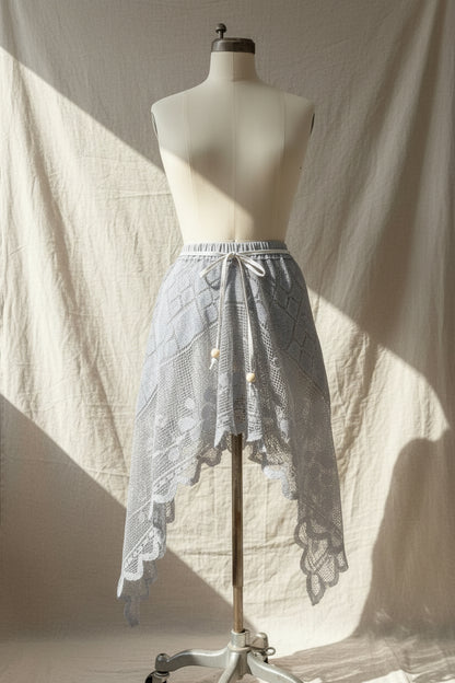 Upcycled Lace Handkerchief Skirt – Red Cabbage Dyed Cotton Skirt | Quiet Heirlooms