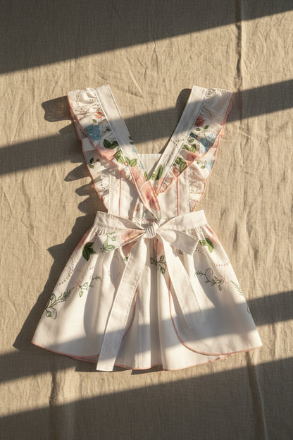 Vintage Apron - Children’s White and Pink Embroidered