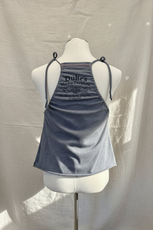 Upcycled Harley-Davidson Top - Grey Adjustable Tie Tank Top