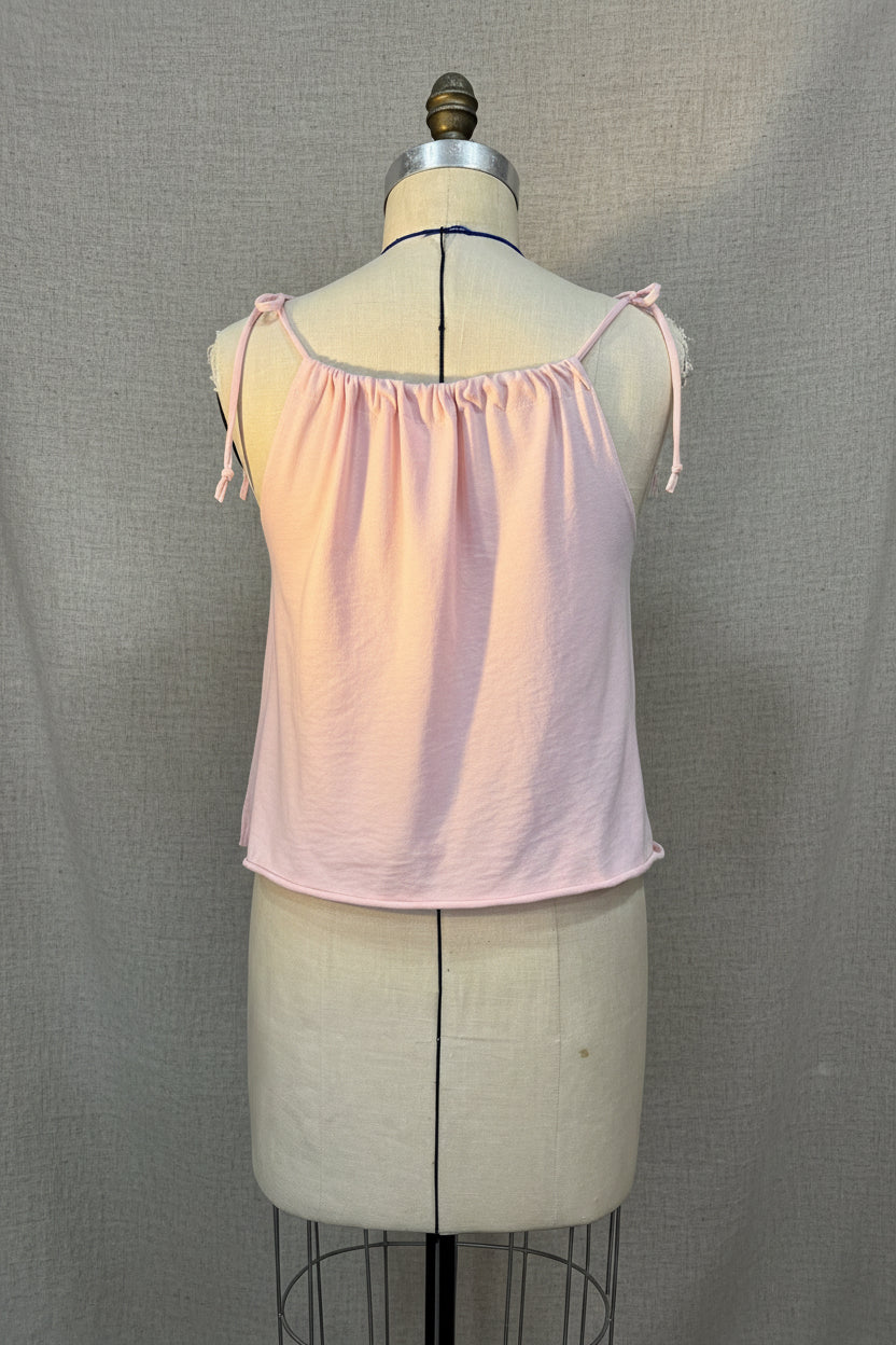 Upcycled Snoopy Top - Pink Adjustable Tie Tank Top