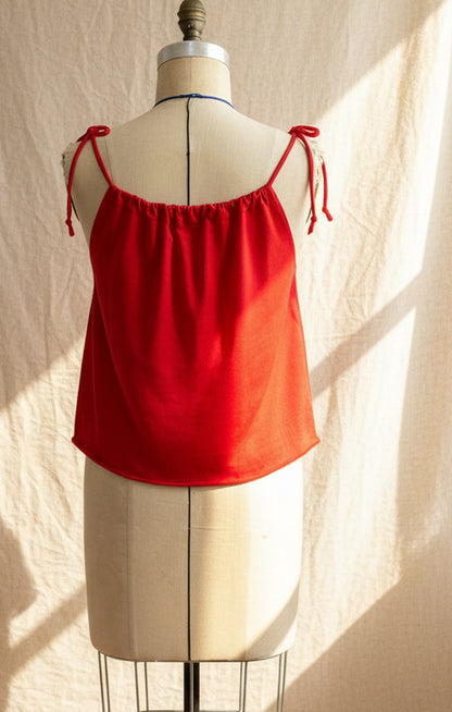 Upcycled Coca-Cola Top  - Red Adjustable Tie Tank Top