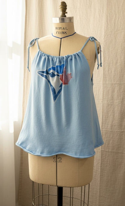 Upcycled Blue Jay Top - Blue Adjustable Tie Tank Top
