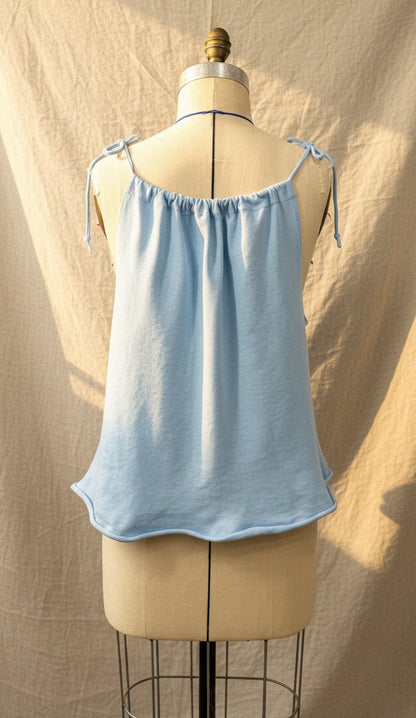 Upcycled Blue Jay Top - Blue Adjustable Tie Tank Top