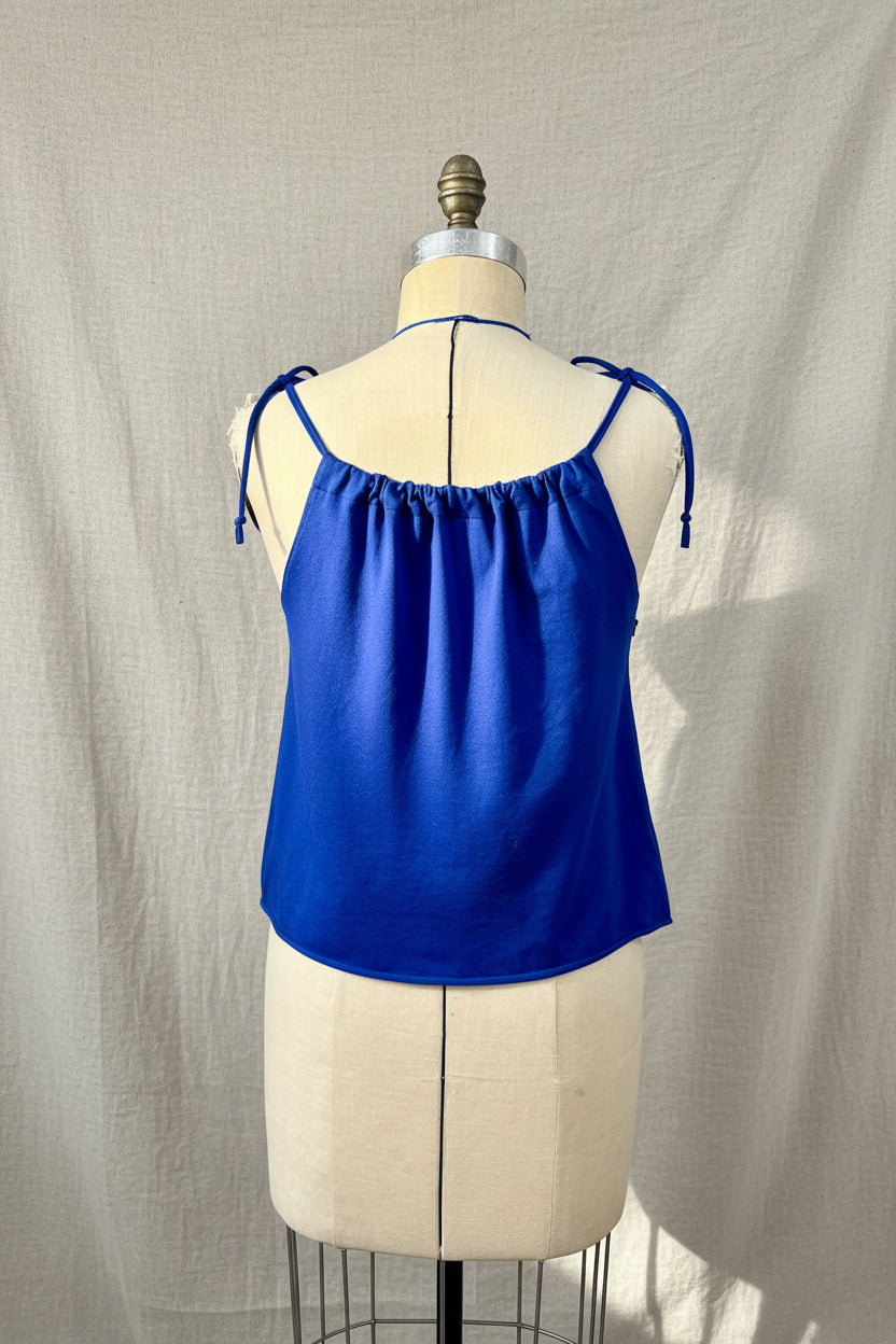 Upcycled Buffalo Bills Top - Blue Adjustable Tie Tank Top
