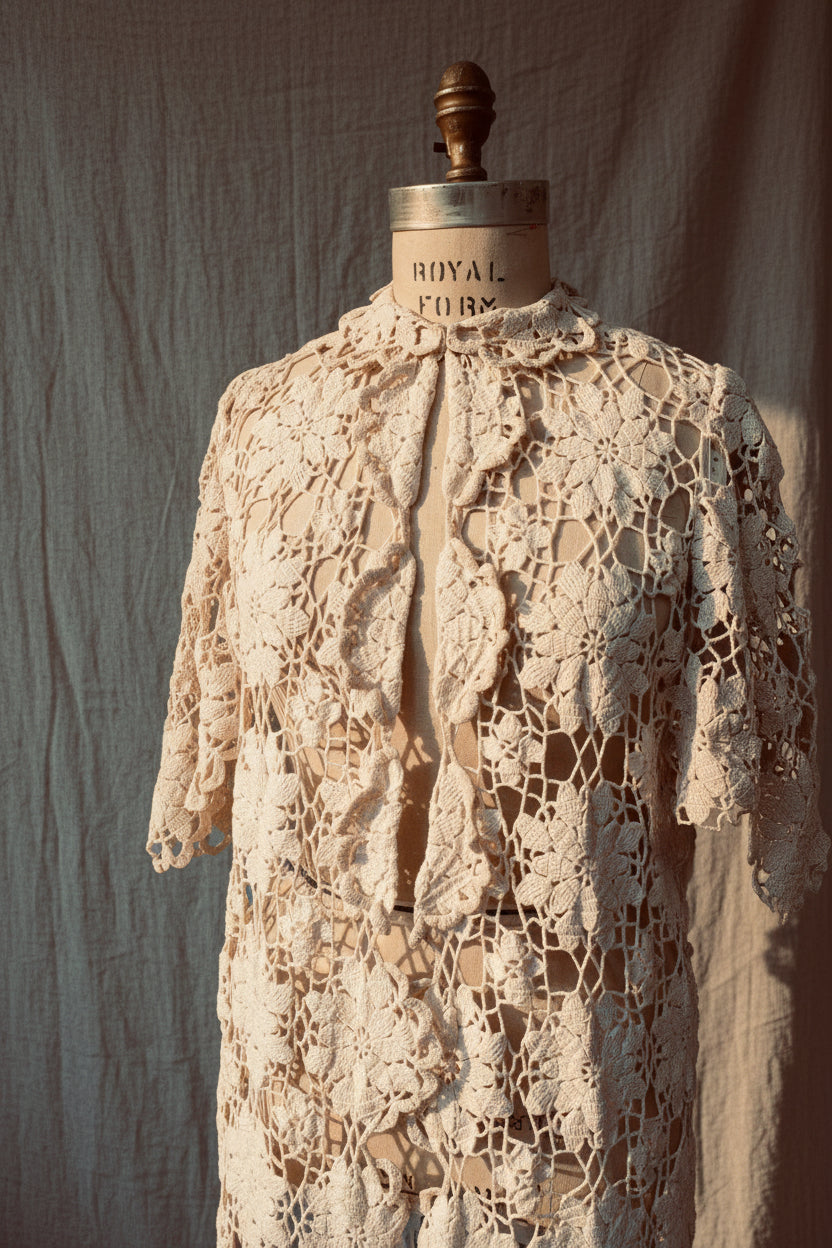 Crochet Lace Duster Coat
