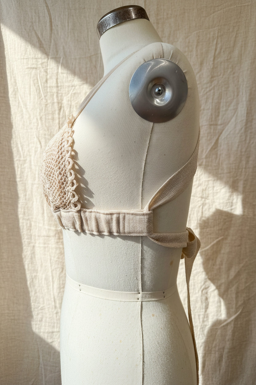 Soft Ivory Lace Bralette | Upcycled Doily Lace