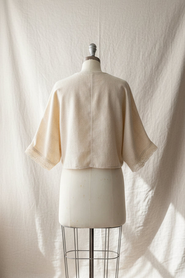 Soft Ivory Bolero | Upcycled Linen-Look