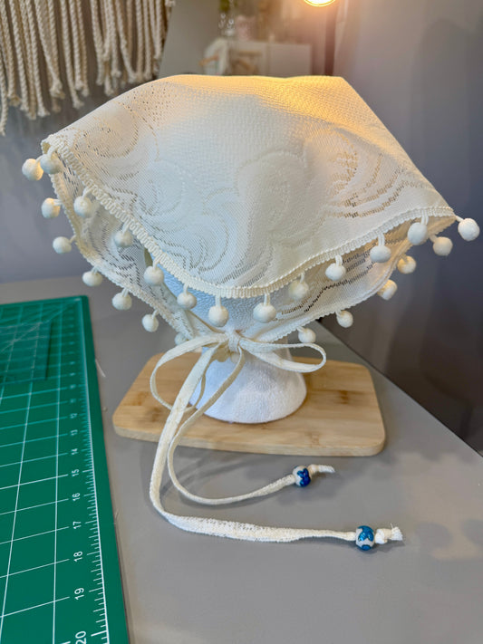 Ivory Lace Hair Scarf | Upcycled Lace Table Cloth