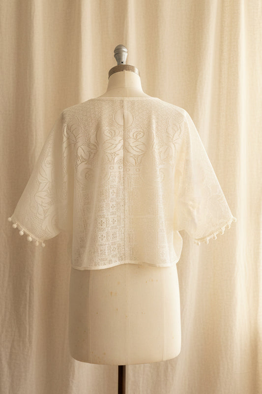 Ivory Lace Bolero | Upcycled Lace Table Linen