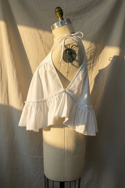 Soft White Linen Camisole Top | Upcycled Vintage Linen & Embroidered Tea Towel