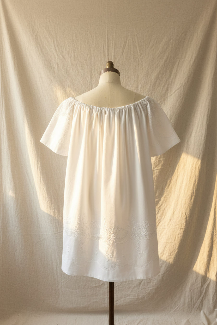 Soft White Dress | Upcycled Vintage Cotton Linen