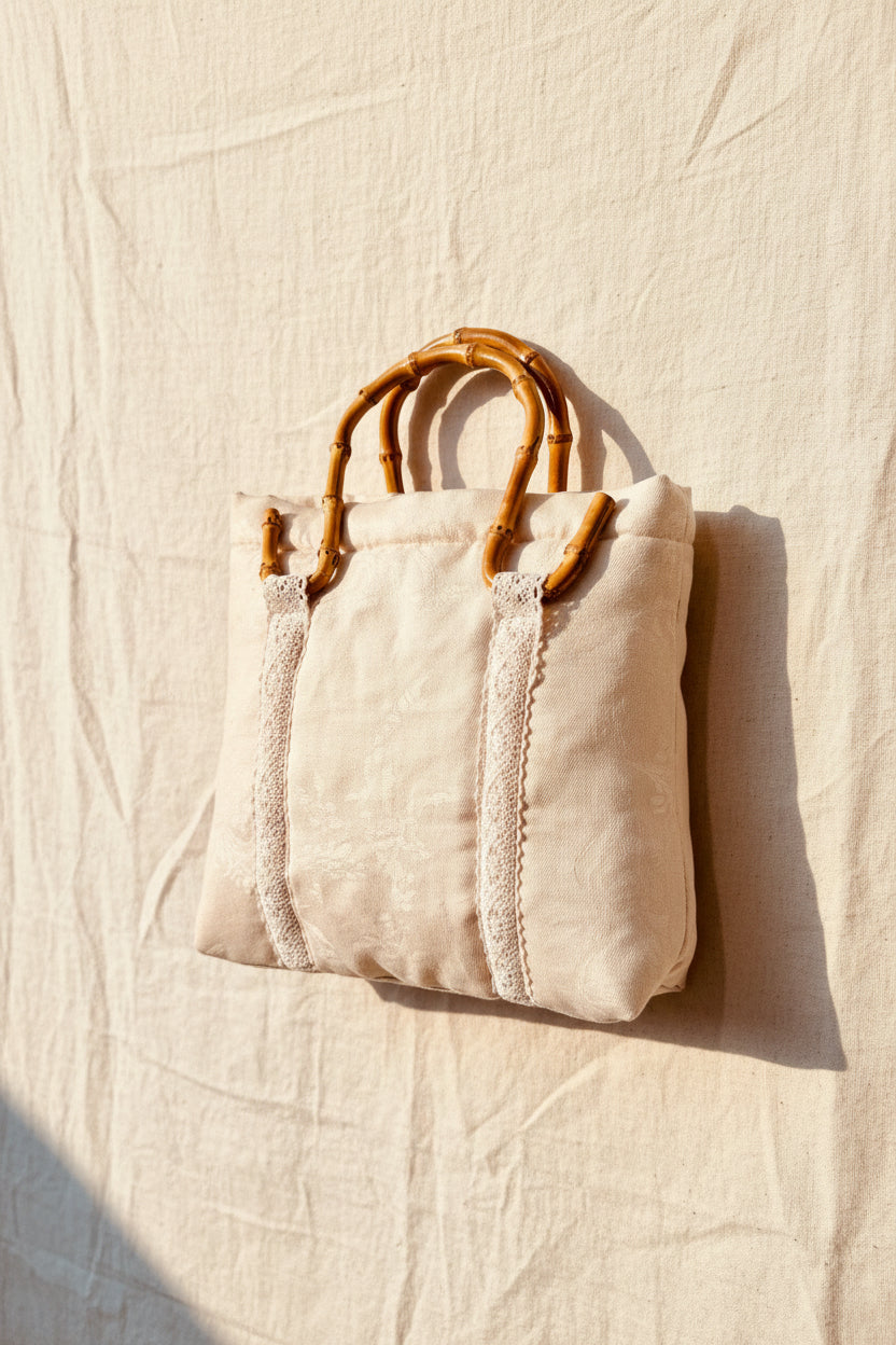 Pink Dyed Bag with Bamboo Handles – | Naturally Dyed with Avocado