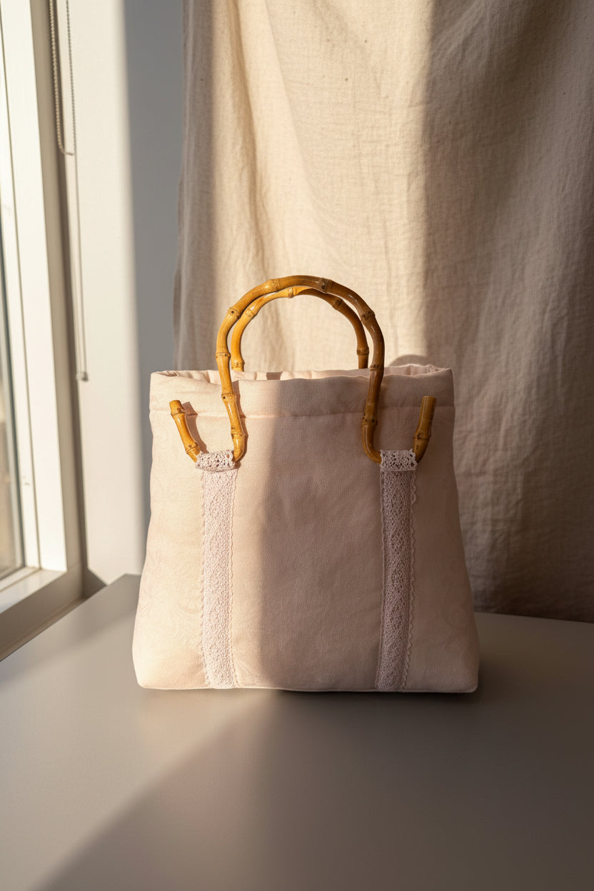 Pink Dyed Bag with Bamboo Handles – | Naturally Dyed with Avocado