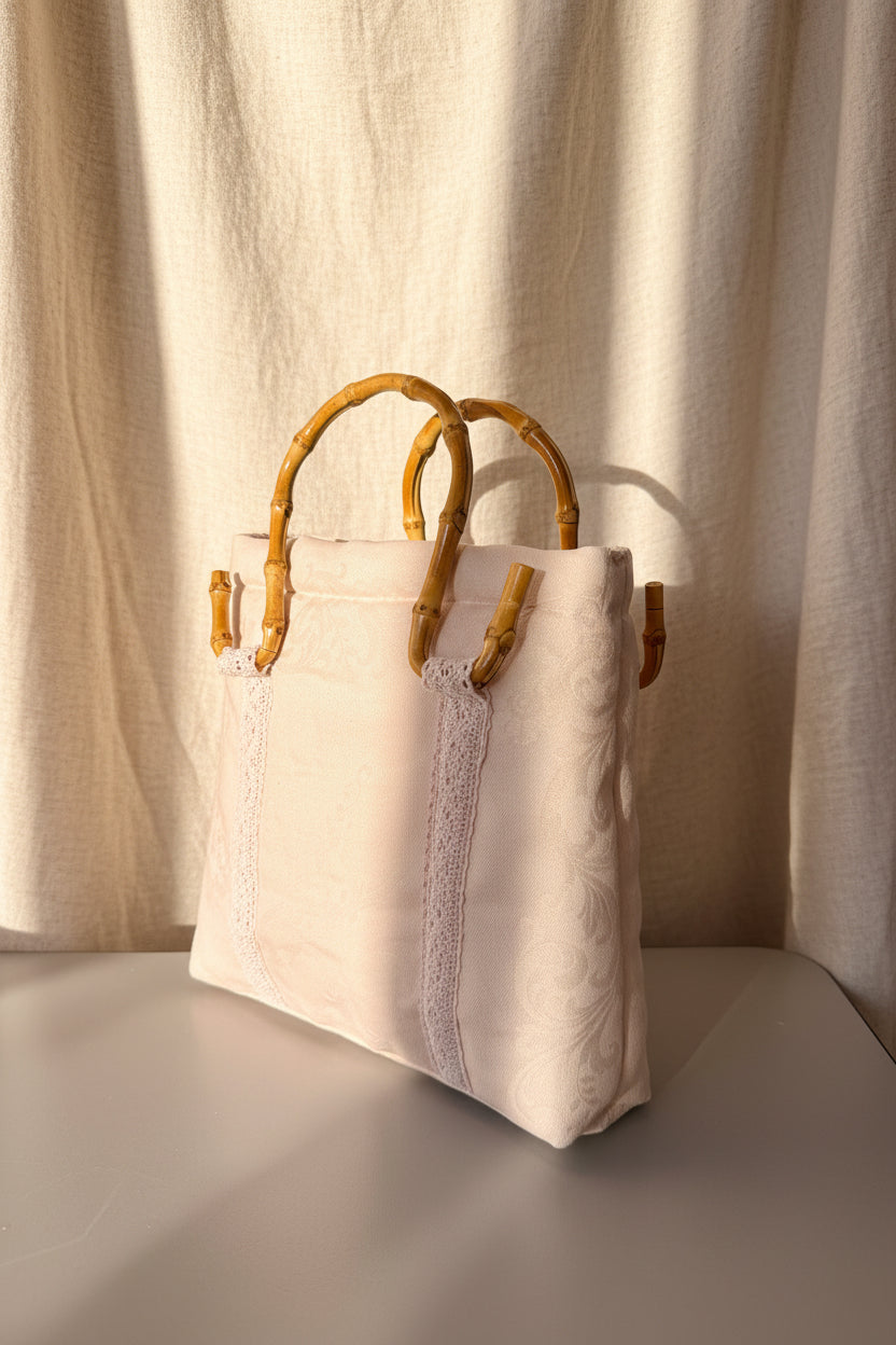 Pink Dyed Bag with Bamboo Handles – | Naturally Dyed with Avocado