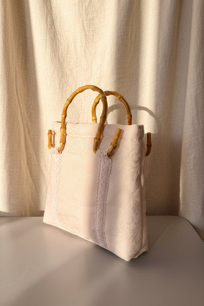 Pink Dyed Bag with Bamboo Handles – | Naturally Dyed with Avocado