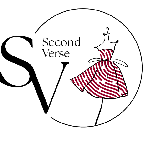 Logo of 'Second Verse' with a stylized dress illustration on a white background