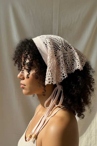 Upcycled Doily Hair Scarf – Handmade Boho Crochet Hair Scarf | Quiet Heirlooms
