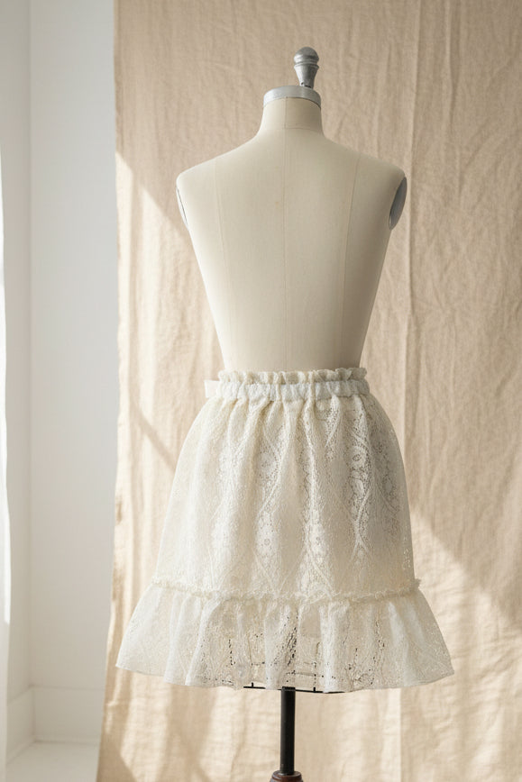 Upcycled Lace Wrap Skirt-Ivory