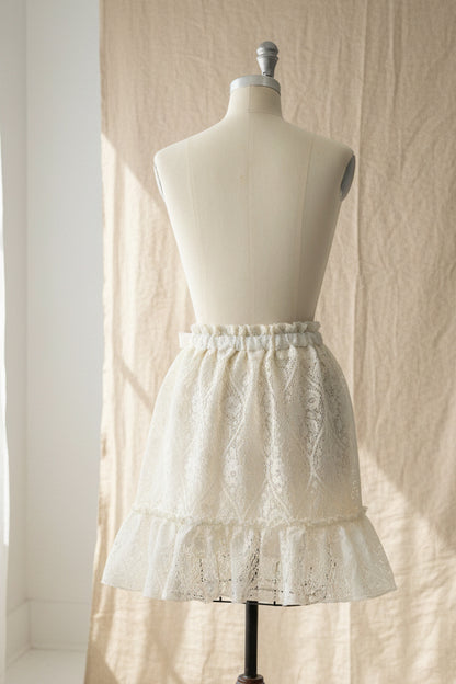 Upcycled Lace Wrap Skirt-Ivory